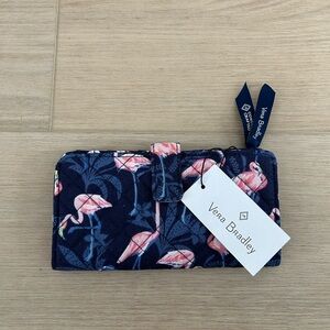 NWT Vera Bradley RFID Finley Wallet 'Flamingo Party" Credit Cards, ID